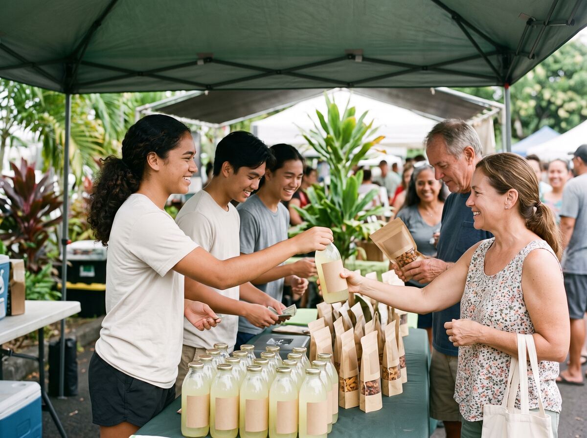 Student founders sell products to customers.